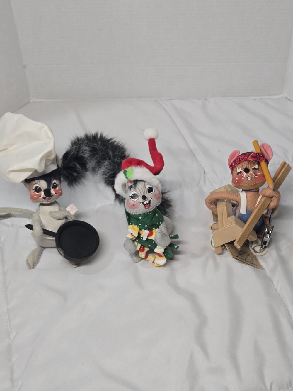 Lot Of 3 Annalee Dolls Mice Various Themes Vtg Holiday Decor Festive Grannycore